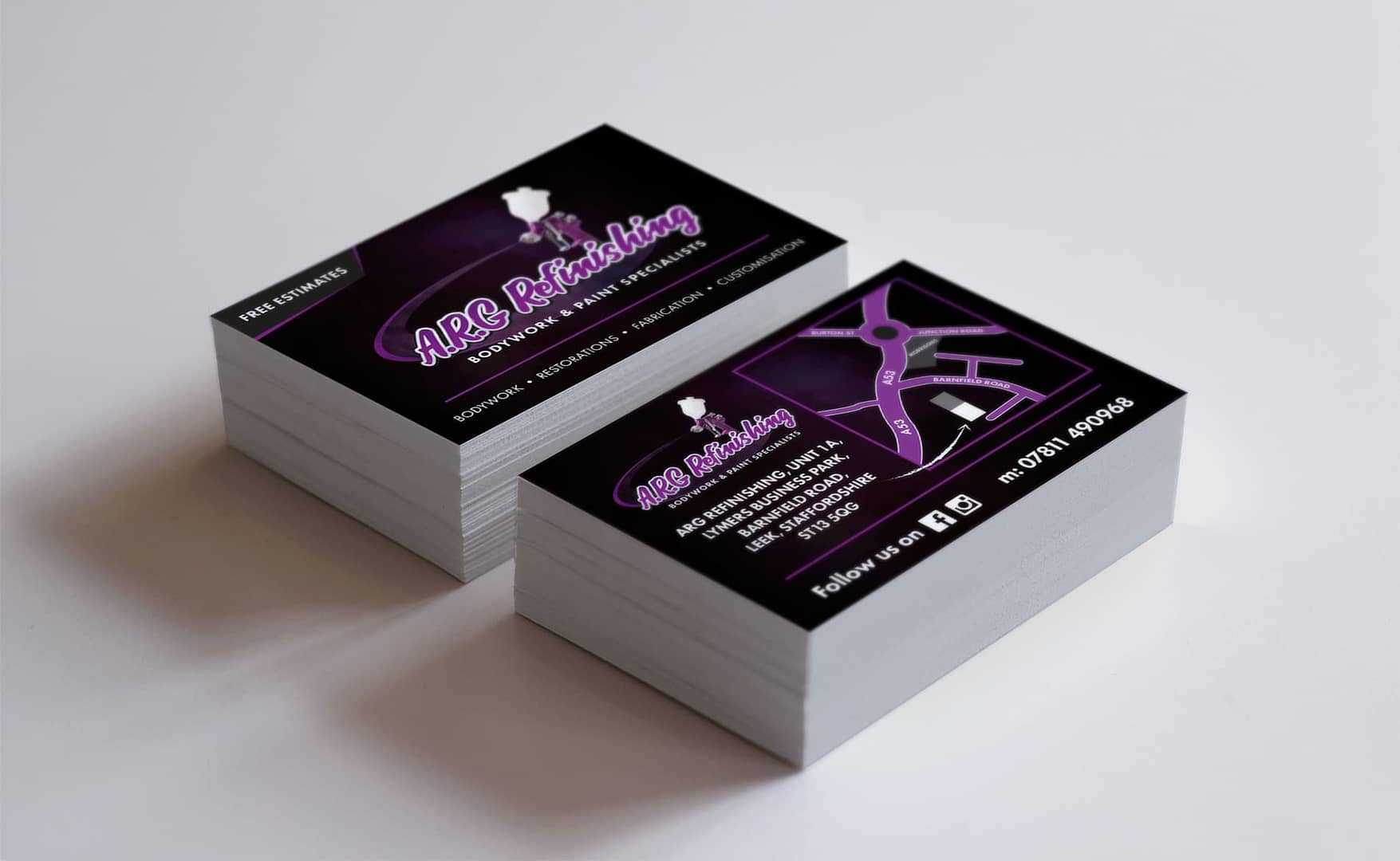 Graphic Design and Branding Services ARG Refinishing Bodyshop Business Card Design